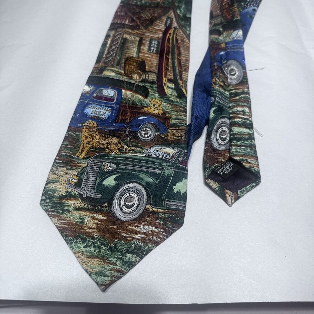 Silk Tie Tango By Max Raab Americana Series Back‎ Country circa 1936 trucks dogs